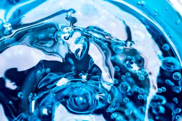 blue swirling liquid, the internal contents of a hydrogel bead
