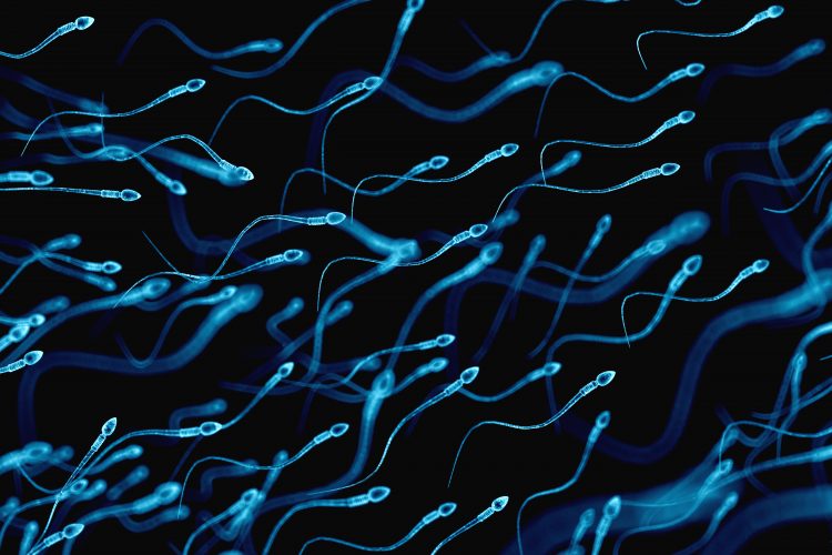 blue sperm on a black background
